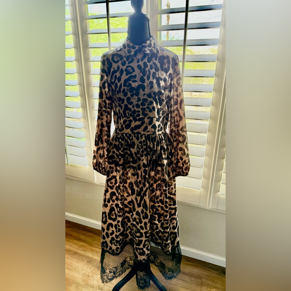 SHEIN Brown and Black Long Sleeve Dress